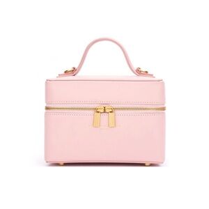 Brandon Blackwood Pink Leather Makeup Bag